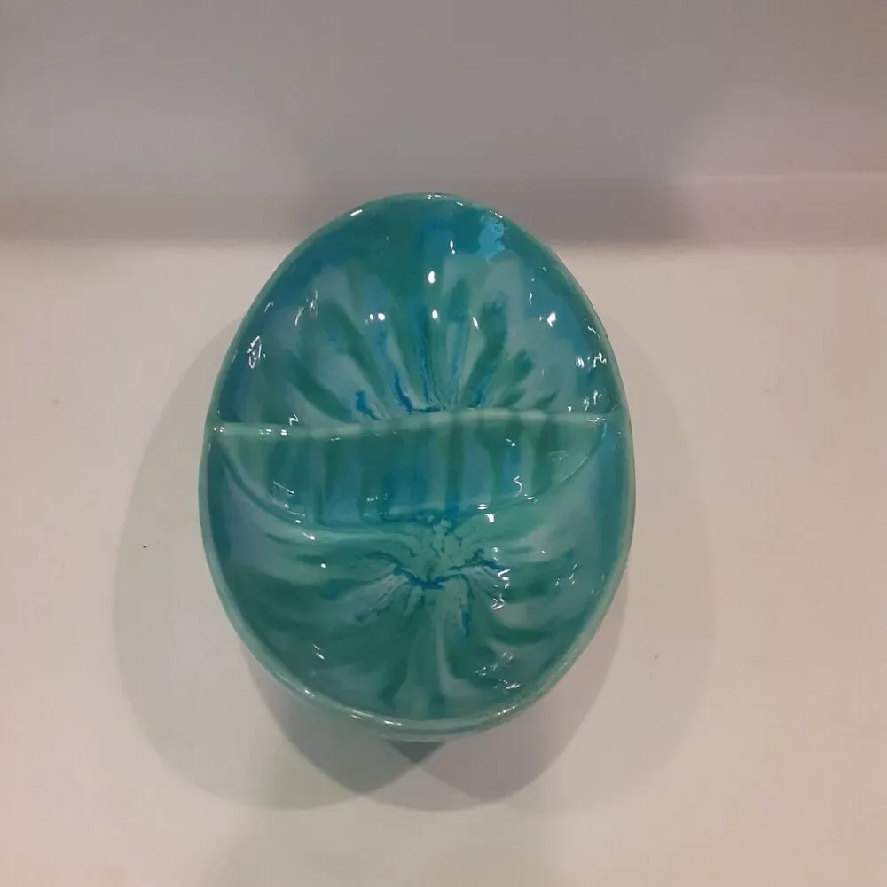 Vintage Dryden Hot Springs Ovenware Divided Dish Sea Blues